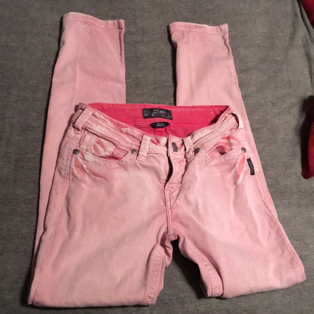 Silver skinny pink jeans